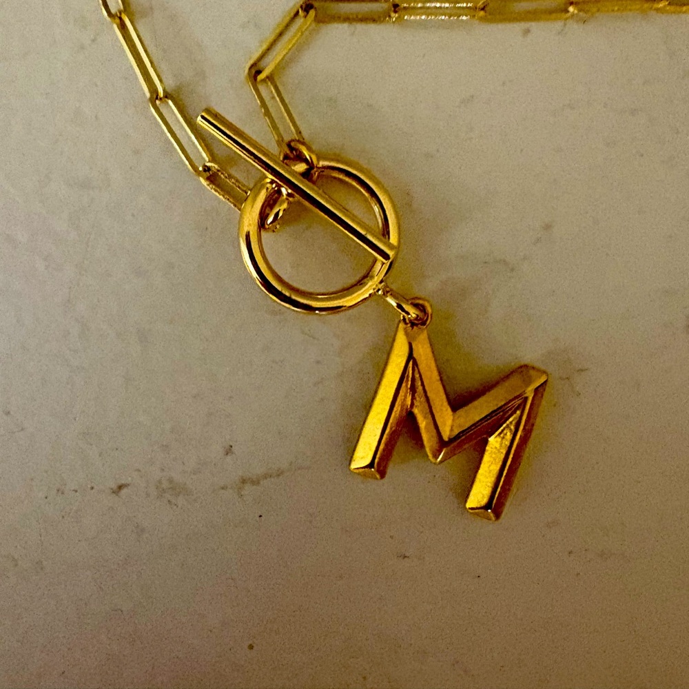 Serefina M Initial Gold Necklace